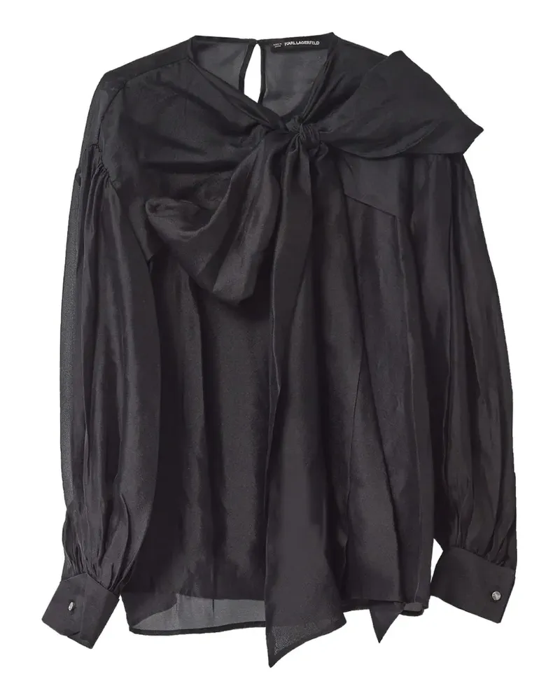 Karl Lagerfeld oversize-bow puff-sleeve blouse - Schwarz Schwarz