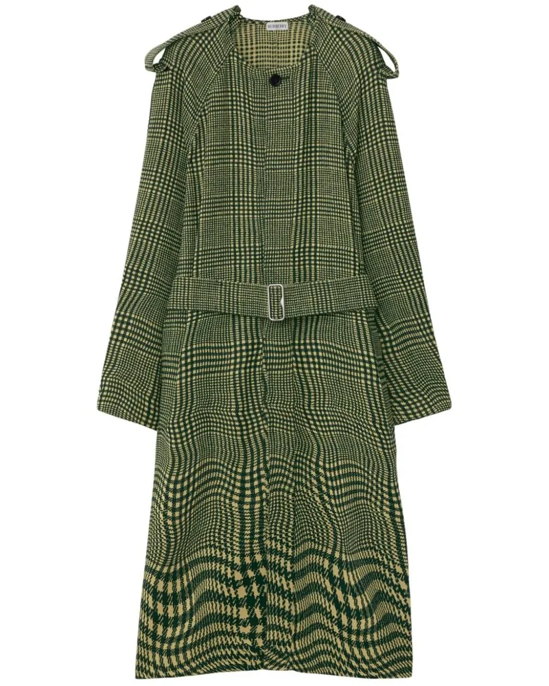 Burberry Mantel mit Hahnentrittmuster - Grün Grün