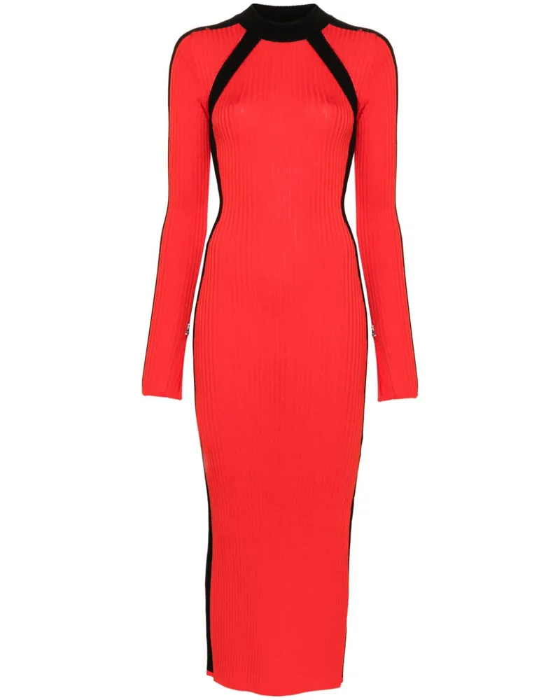 Patrizia Pepe Midikleid aus geripptem Strick - Rot Rot