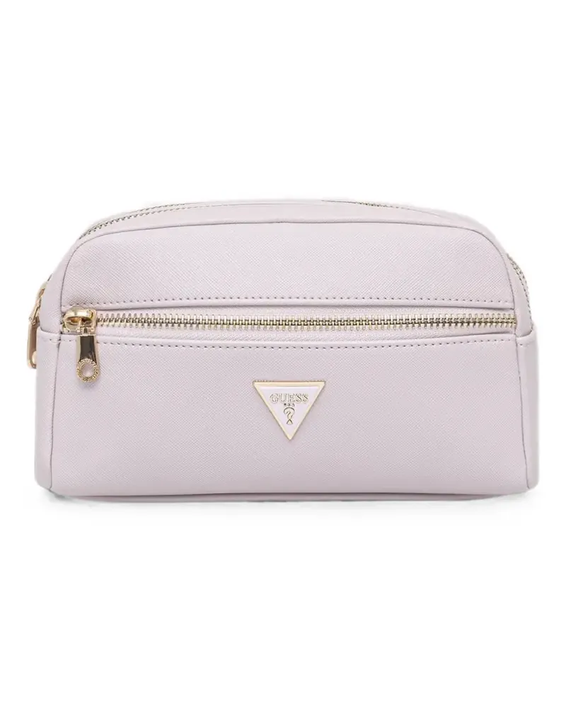 Guess logo-plaque zip-around make up bag - Violett Violett