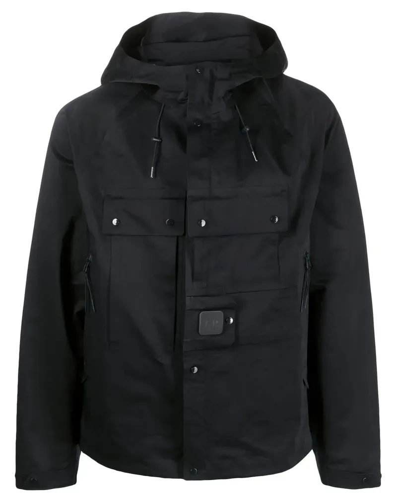 C.P. Company Kapuzenjacke mit Logo-Patch - Blau Blau