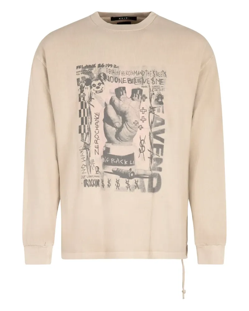ksubi Langarmshirt mit grafischem Print - Nude Nude