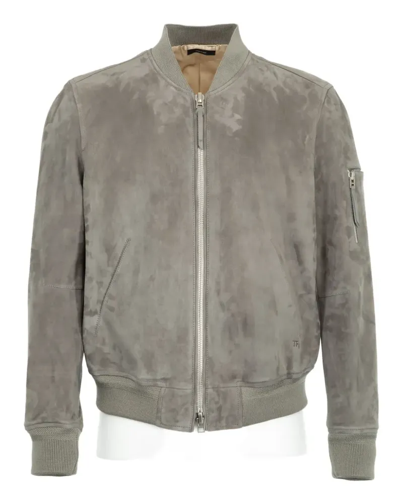 Tom Ford suede bomber jacket - Grau Grau