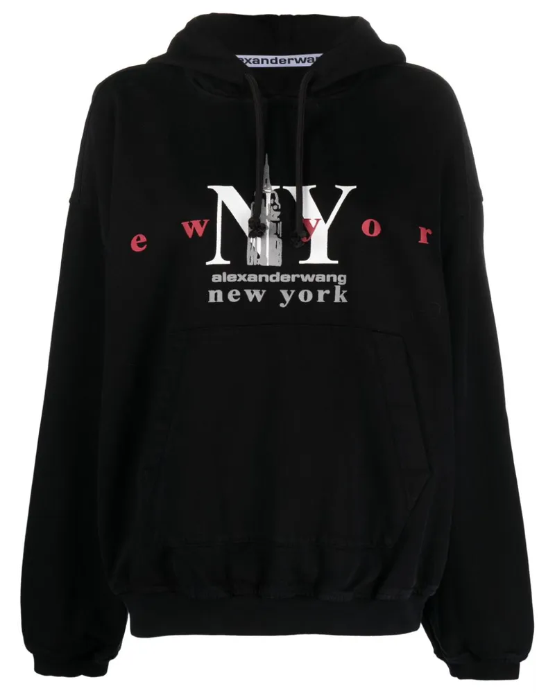 Alexander Wang Hoodie mit Logo-Print Schwarz