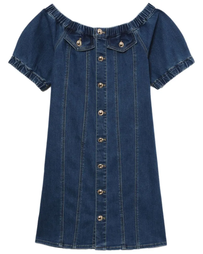 b+ab Schulterfreies Denim-Midikleid - Blau Blau