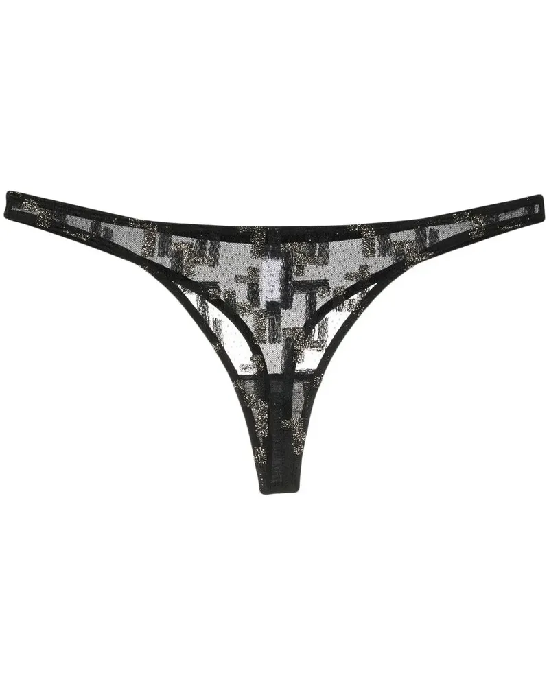Eres Halb transparenter String - Schwarz Schwarz