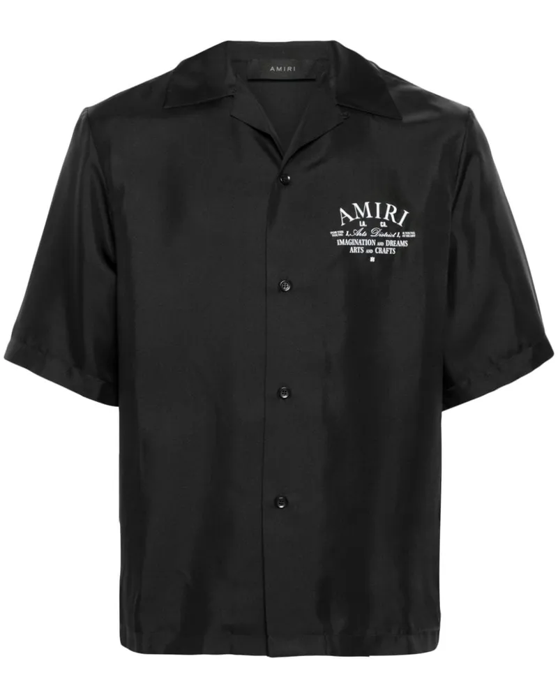Amiri Seidenhemd mit Logo-Print - Schwarz Schwarz