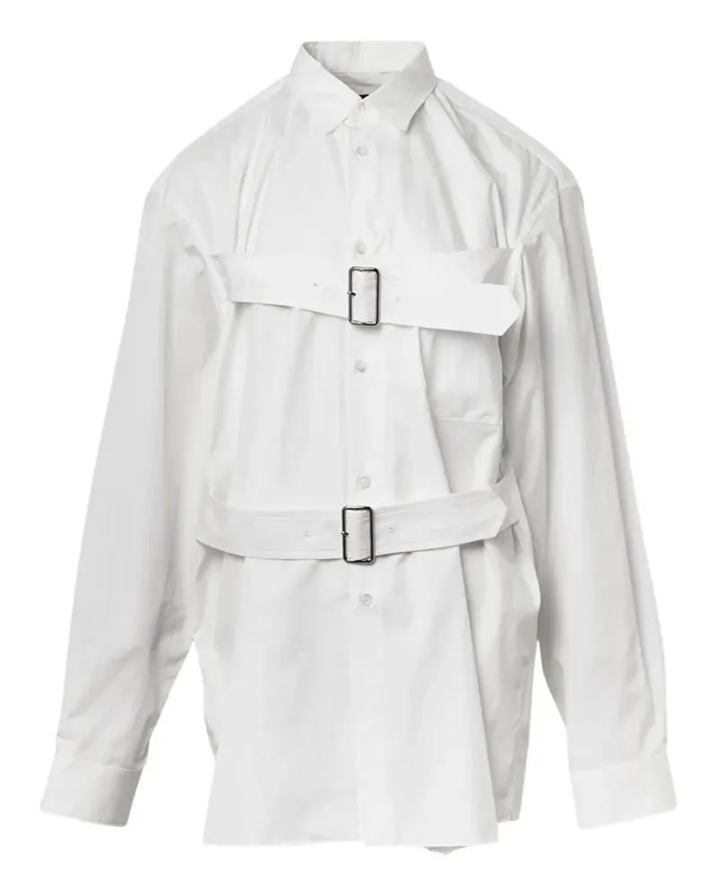 Comme des Garçons long-sleeve buckled cotton shirt - Weiß Weiß