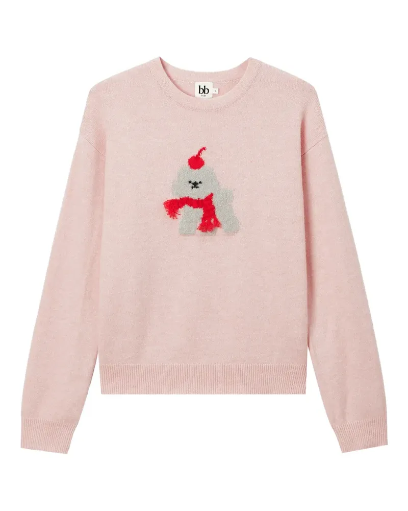 b+ab Intarsien-Pullover mit Rundhalsausschnitt - Rosa Rosa