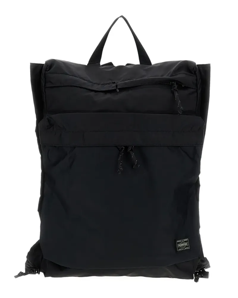 PORTER-YOSHIDA & CO logo-patch backpack - Schwarz Schwarz