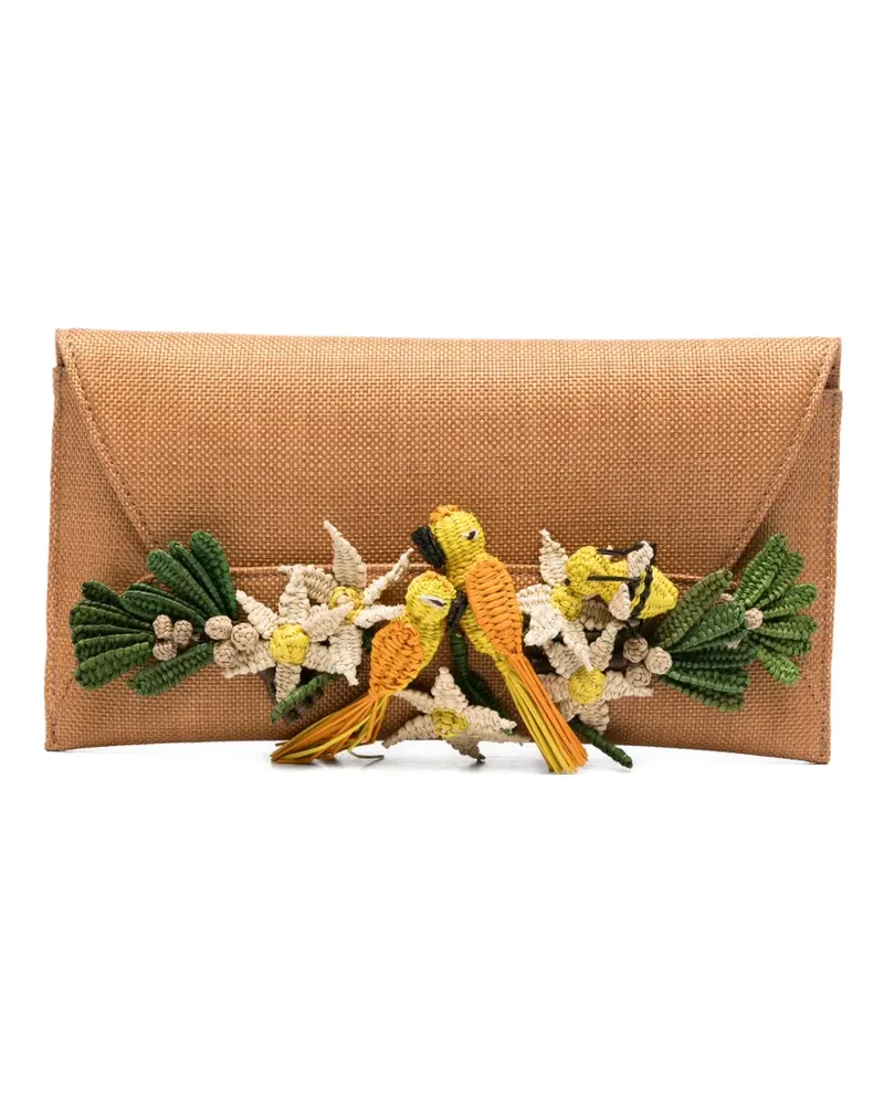 Aquazzura Birdsong embellished envelope clutch bag - Braun Braun