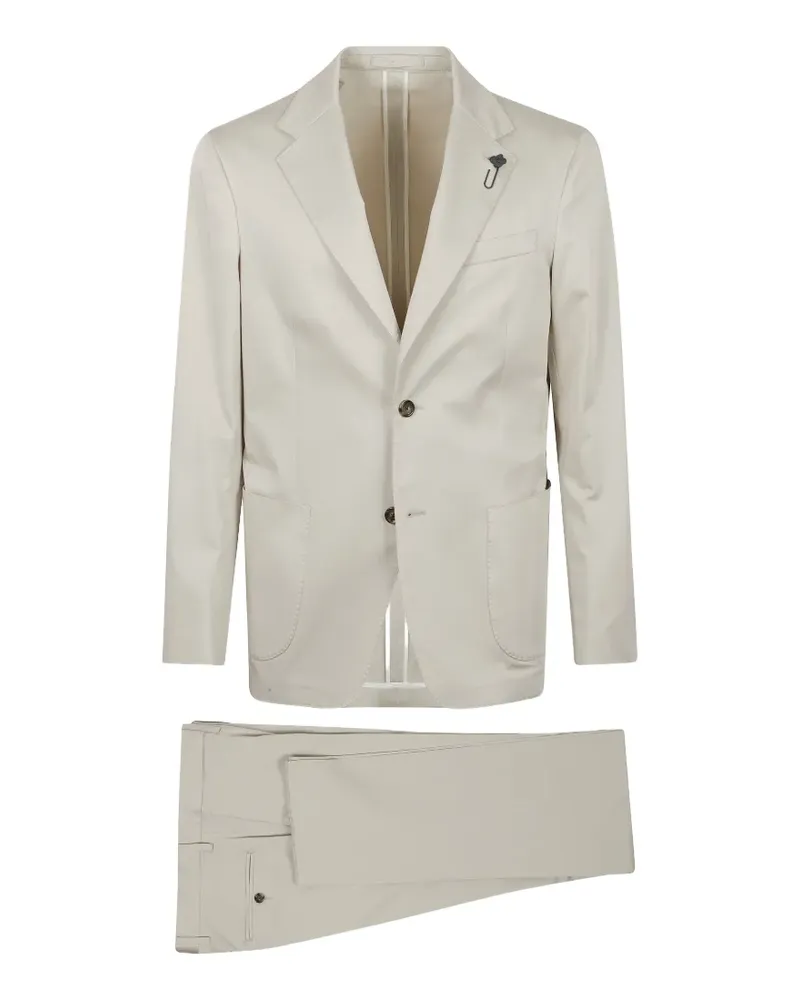 LARDINI flower-pin single-breasted suit - Nude Nude