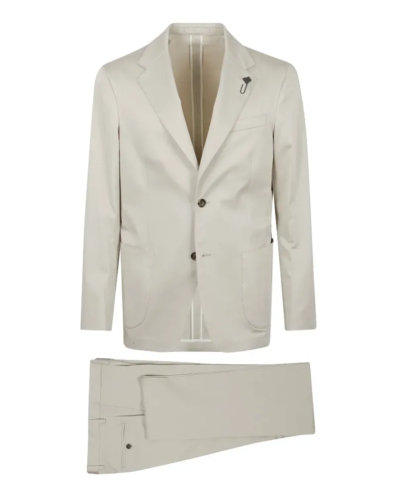 LARDINI flower-pin single-breasted suit - Nude Nude