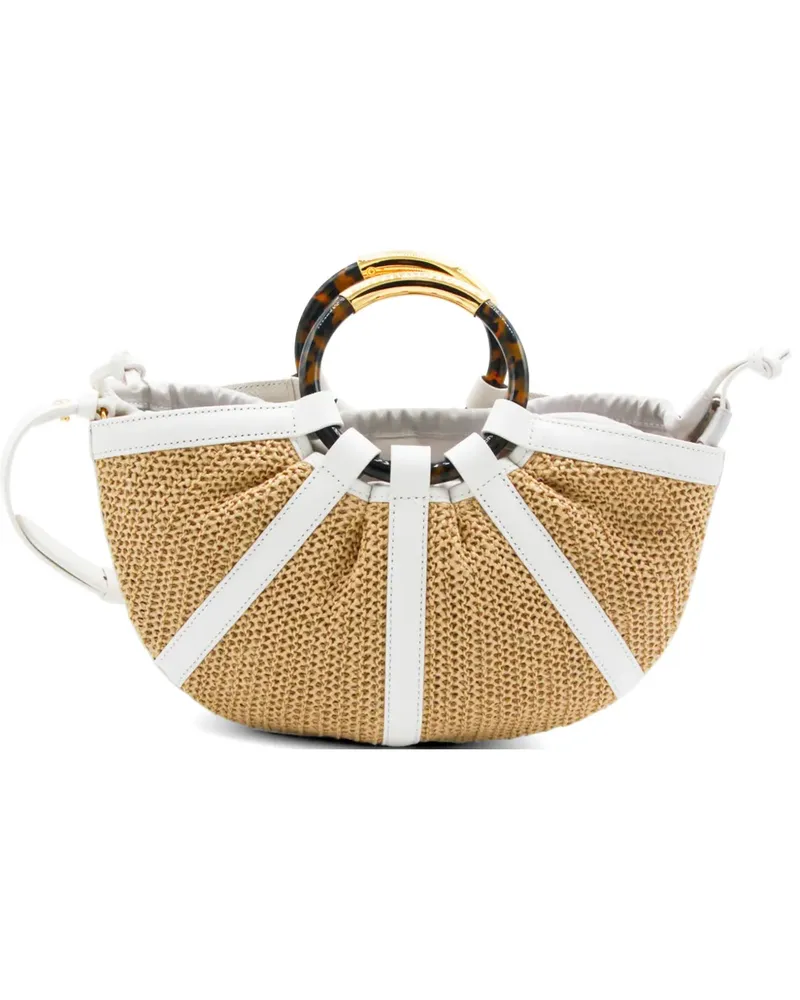 Coccinelle medium Shell straw tote bag - Nude Nude