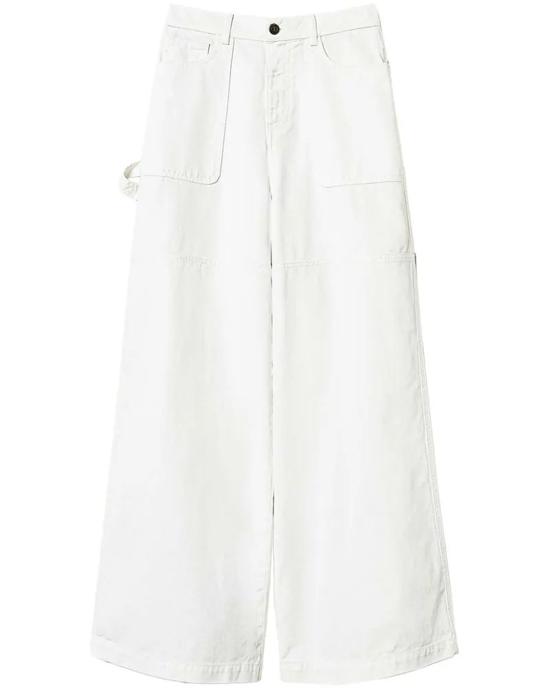 Twin-Set Weite Jeans mit Cargo-Taschen - Weiß Weiß