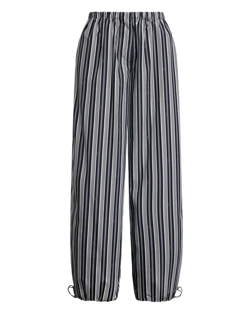 12 STOREEZ Gestreifte Straight-Leg-Hose - Schwarz Schwarz