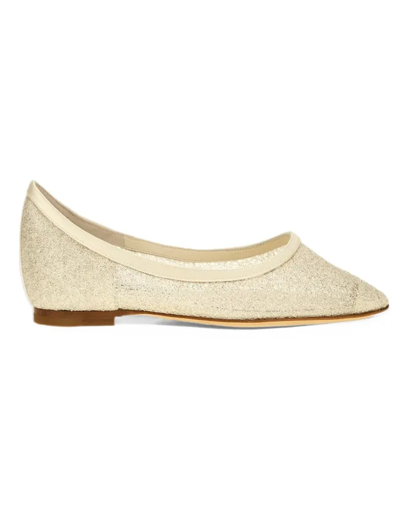 Jimmy Choo glitter-effect mesh ballet flats - Nude Nude