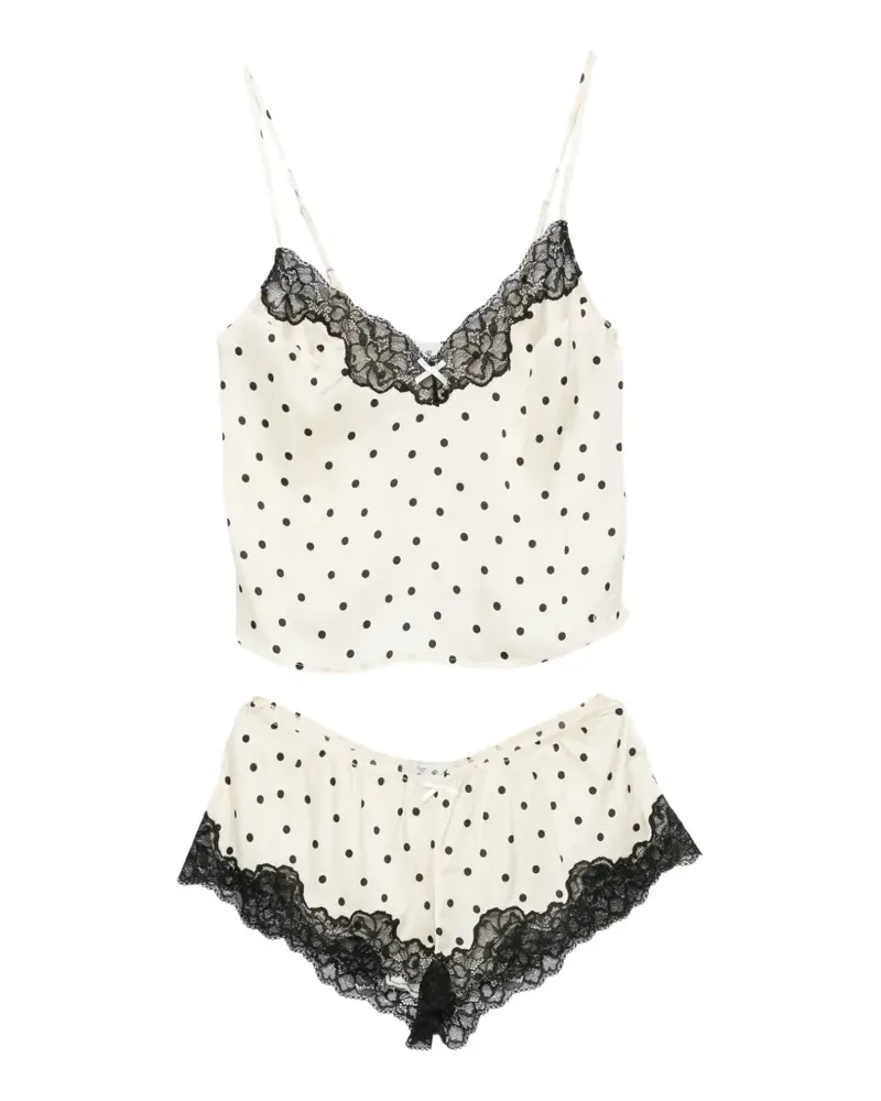 MC2 Saint Barth Pilar polka-dot lace-trim pajama set - Nude Nude