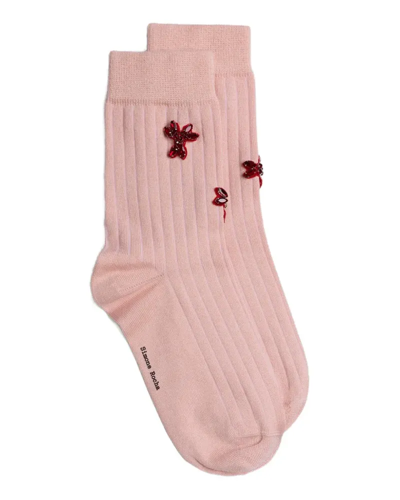 Simone Rocha Gerippte Socken mit Perlen - Rosa Rosa