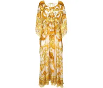 Chiffonkleid mit Majolica-Print - Gelb