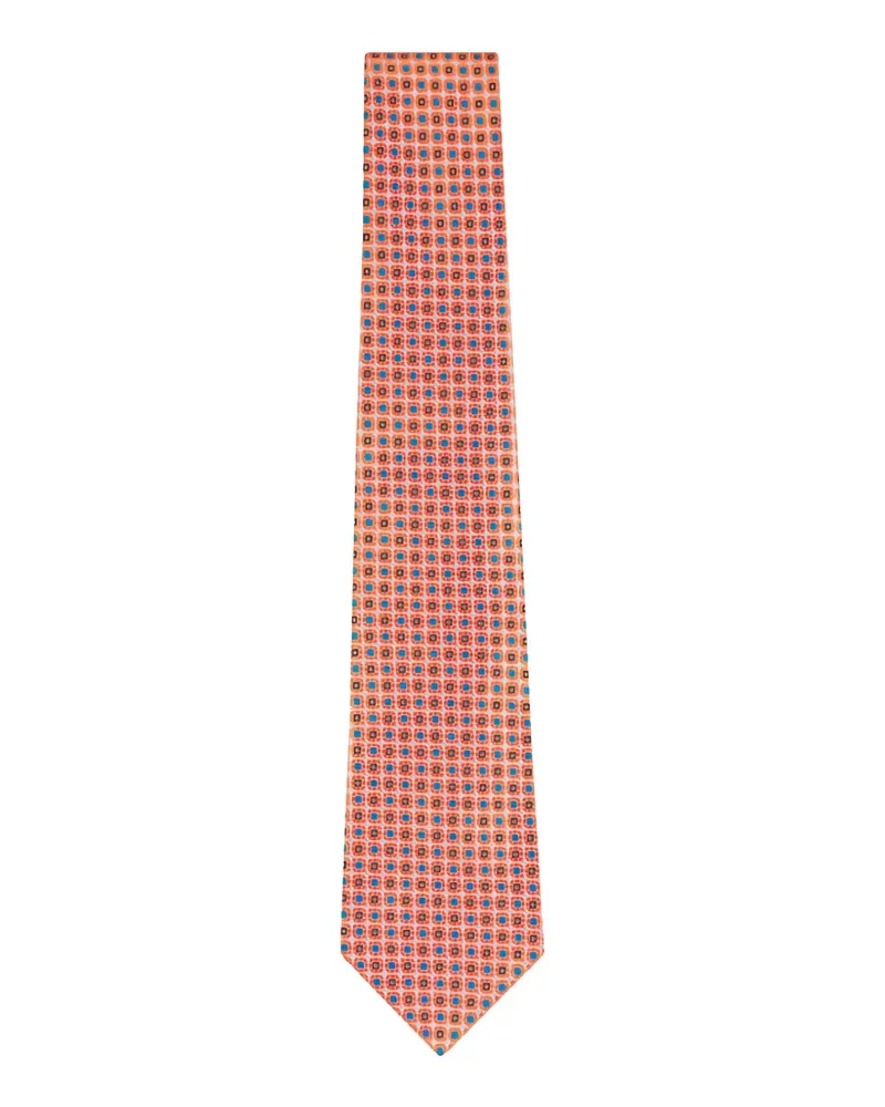 Kiton geometric-pattern tie - Orange Orange