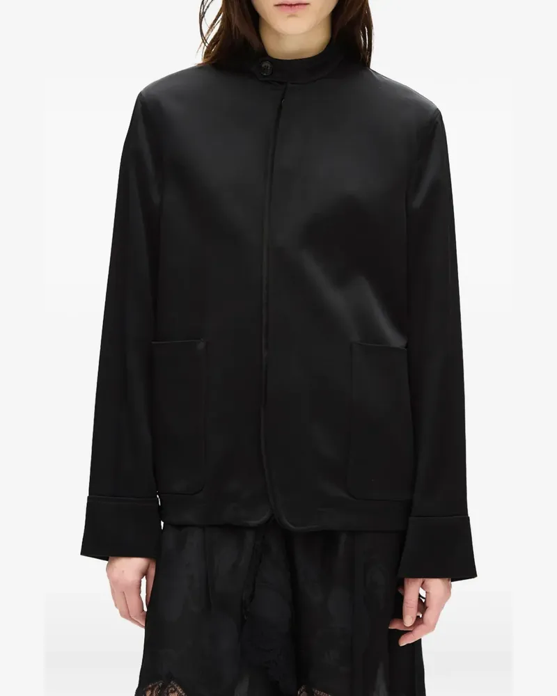 Ann Demeulemeester Zaya satin-finish high-neck jacket - Schwarz Schwarz