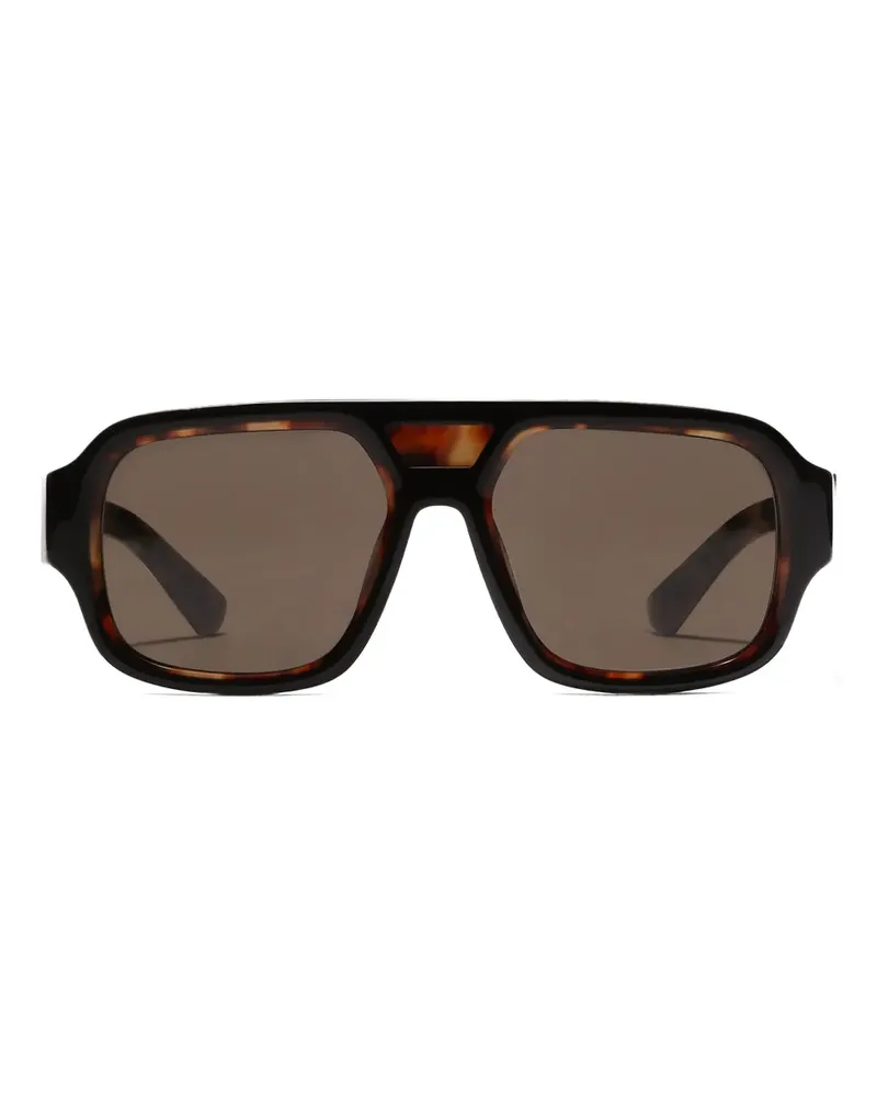 Dolce & Gabbana Sartoriale Sonnenbrille mit eckigem Gestell - Braun Braun