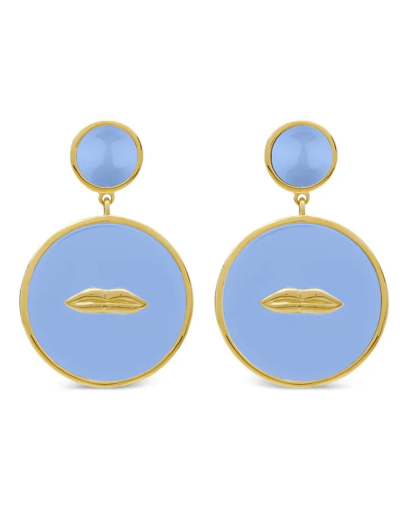 Eshvi Hängeohrringe mit Lippenmotiv - Blau Blau