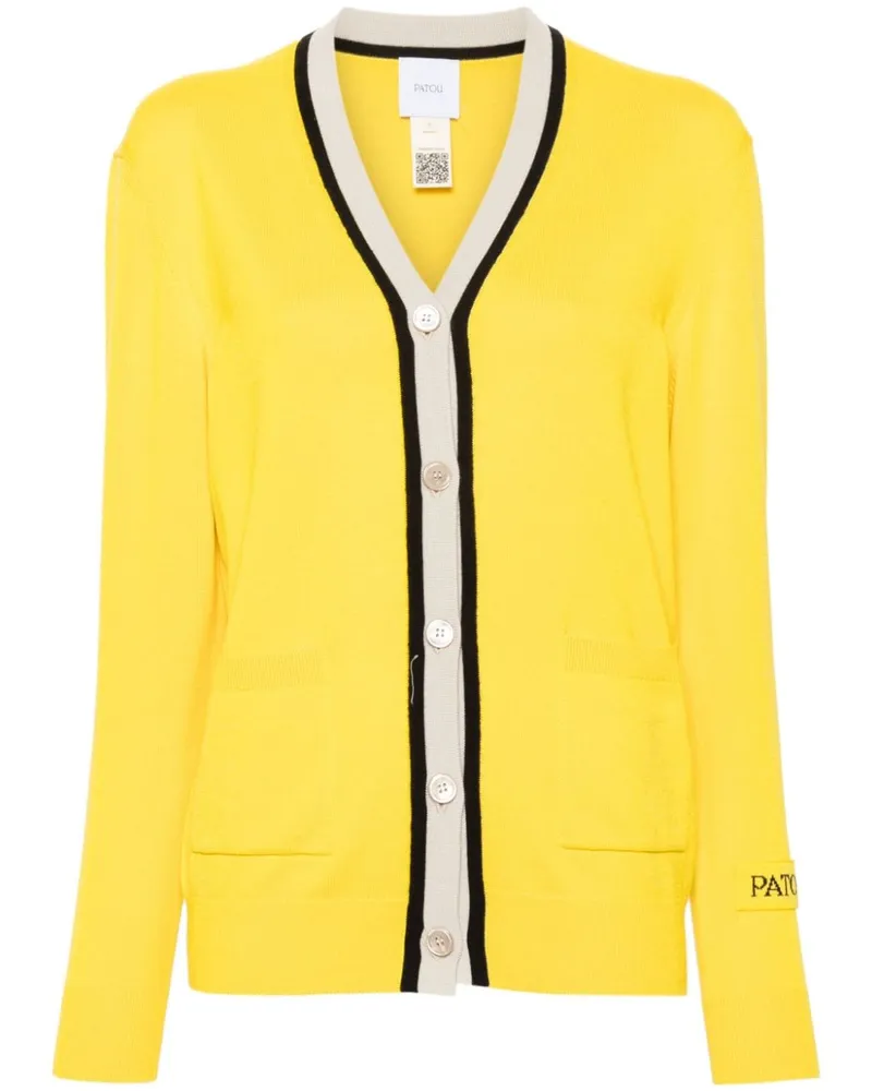 Patou Intarsien-Cardigan mit Logo - Gelb Gelb