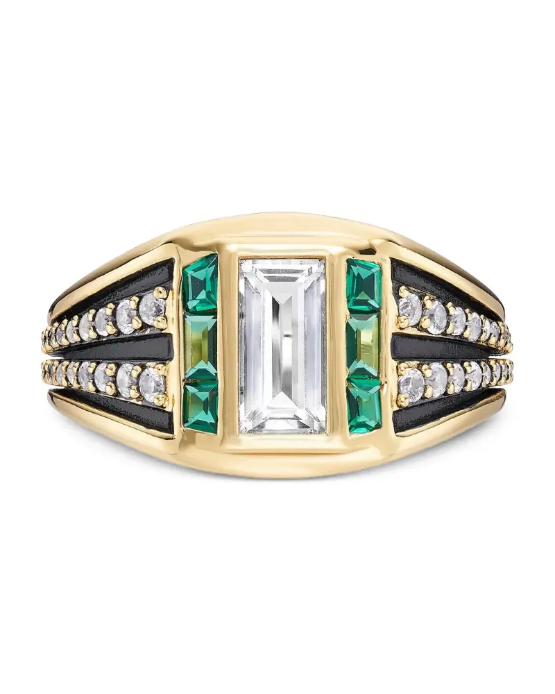 V JEWELLERY Freya stone-embellished ring - Gold Gold