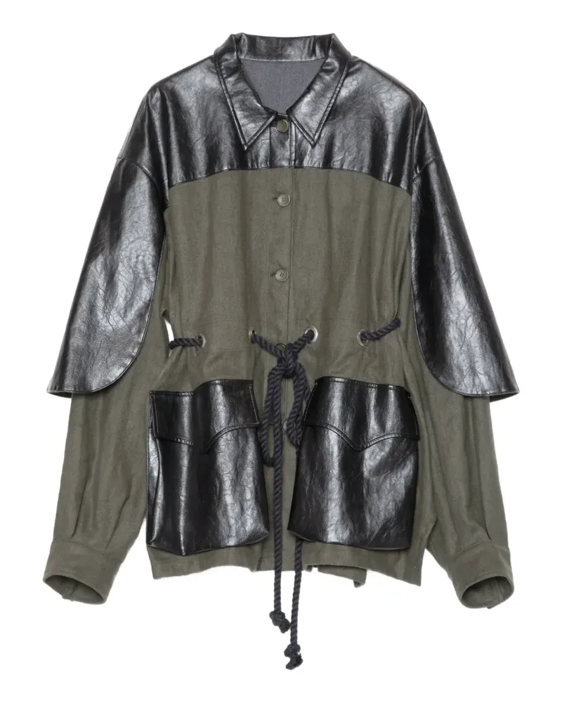 Muller of Yoshiokubo panelled flap-pocket shirt - Grün Grün