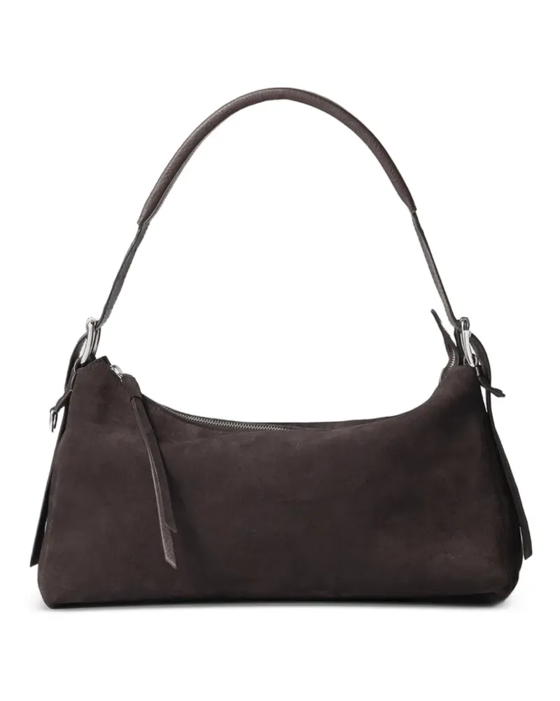 Christophe Lemaire Belted suede shoulder bag - Braun Braun