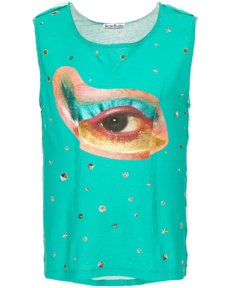 Acne Studios Top mit Augen-Print - Grün Grün
