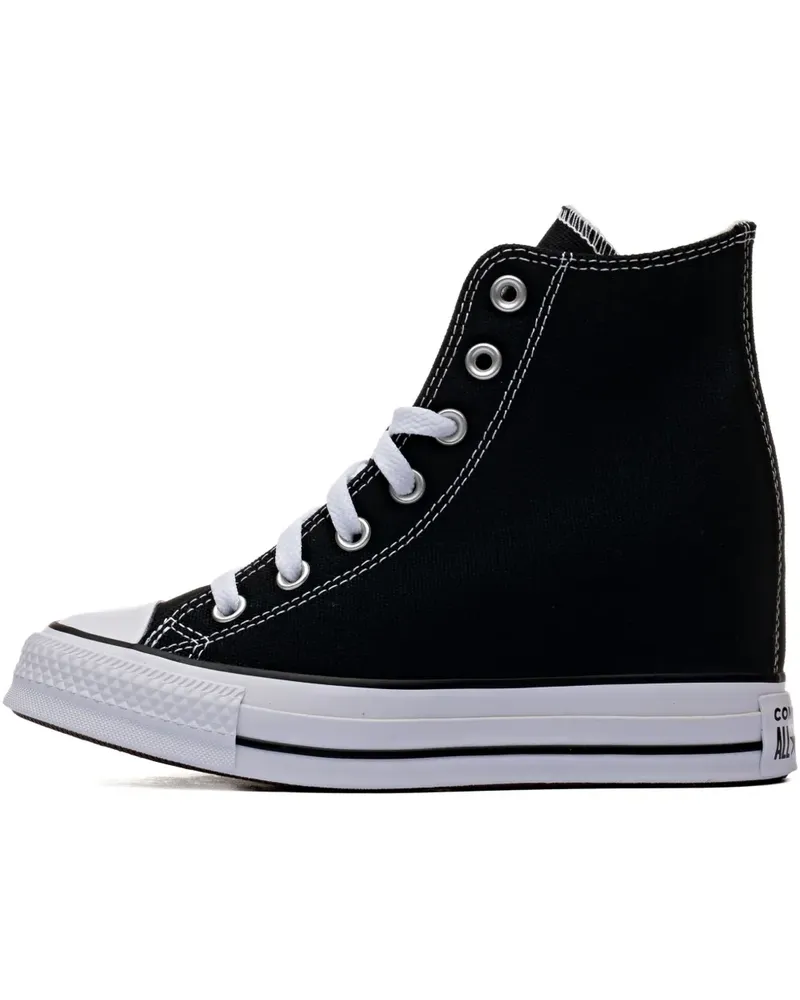 Converse Chuck Taylor All Star Wedge Platform Hi Black White Sneakers - Schwarz Schwarz