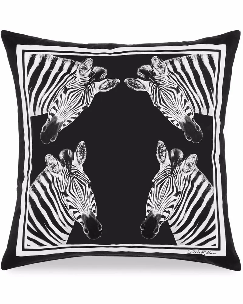 Dolce & Gabbana Kleines Kissen mit Zebra-Print - Schwarz Schwarz