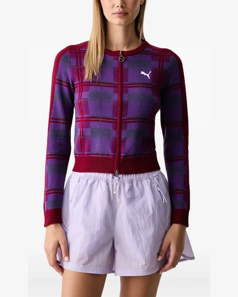Puma T7 plaid-knit zip-up cardigan - Violett Violett