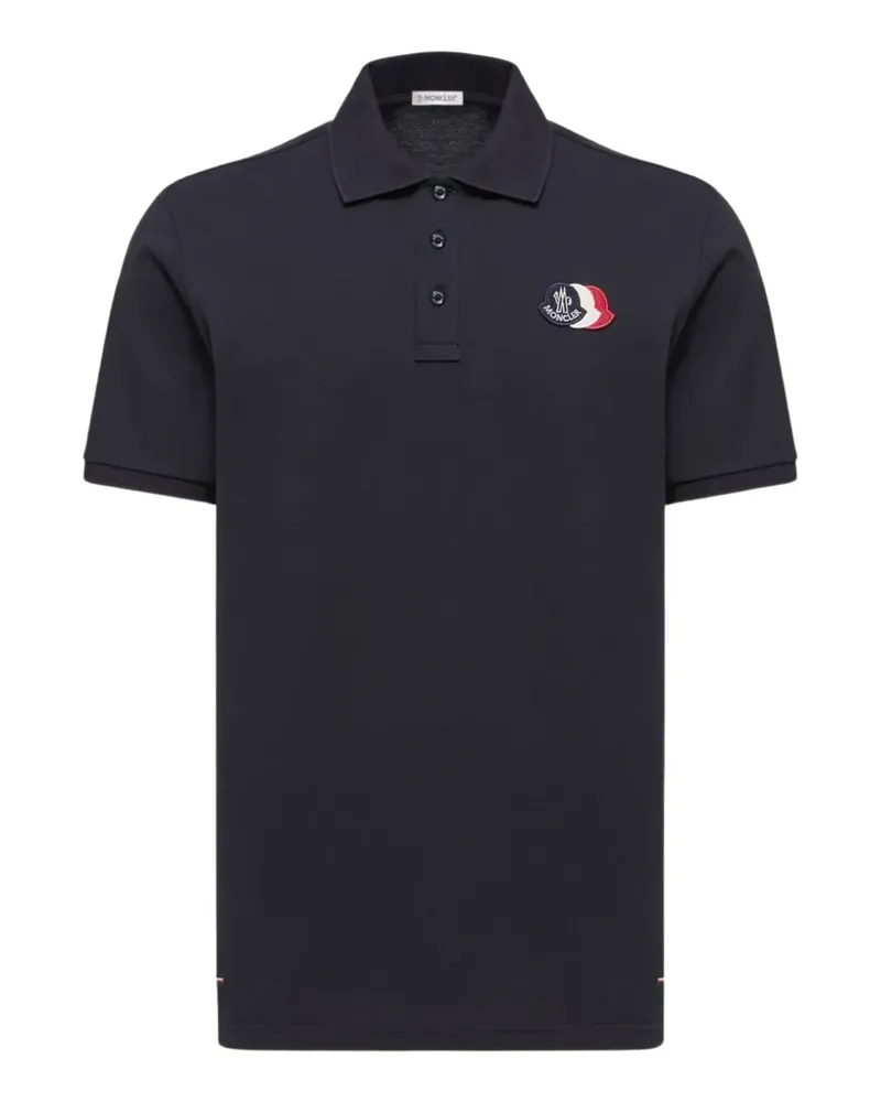 Moncler Poloshirt mit Logo-Patch - Schwarz Schwarz