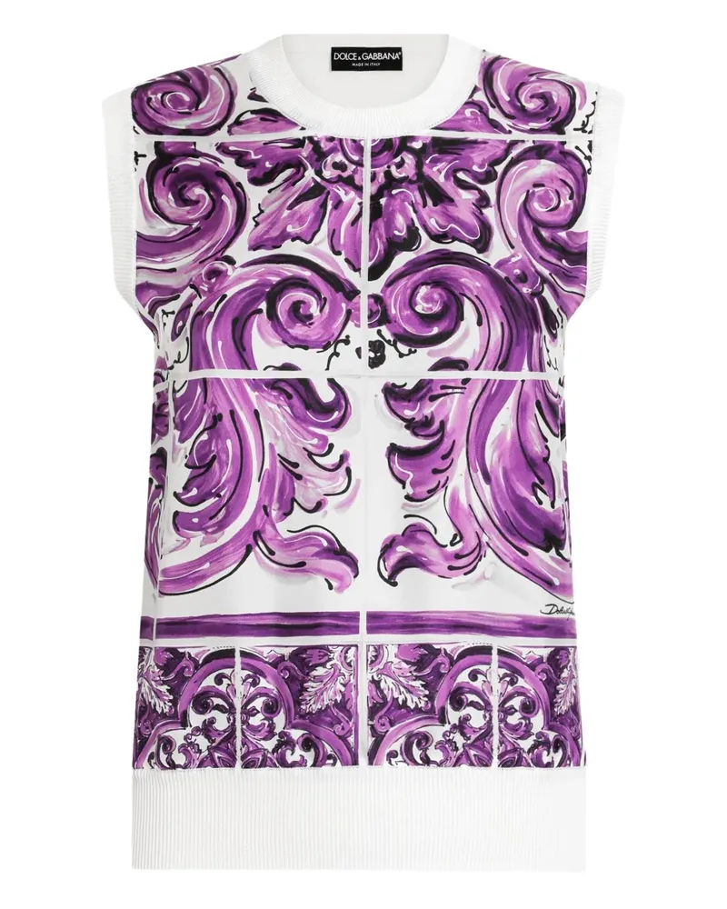 Dolce & Gabbana Top mit Majolica-Print - Weiß Weiß