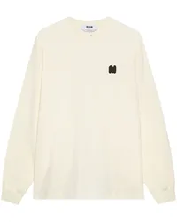 MSGM Langarmshirt mit Logo-Applikation Weiß