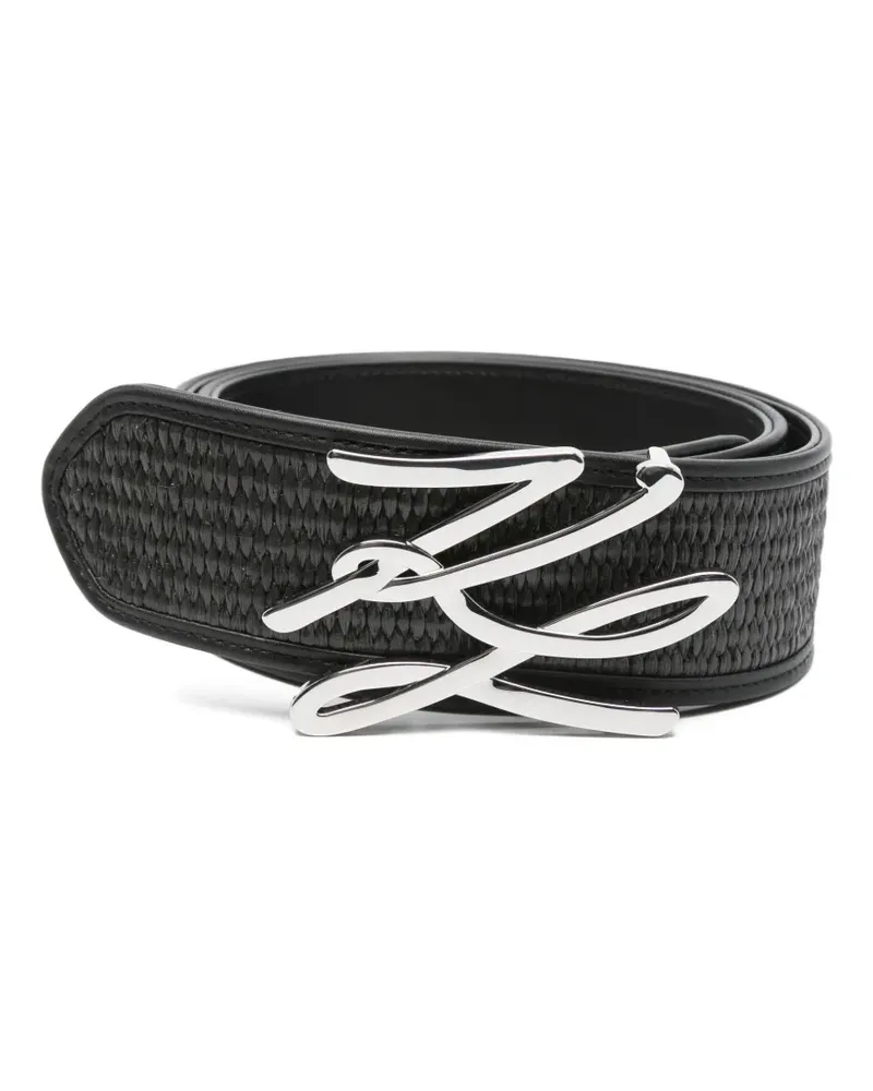 Karl Lagerfeld Gewebter Gürtel mit Logo-Schild - Schwarz Schwarz