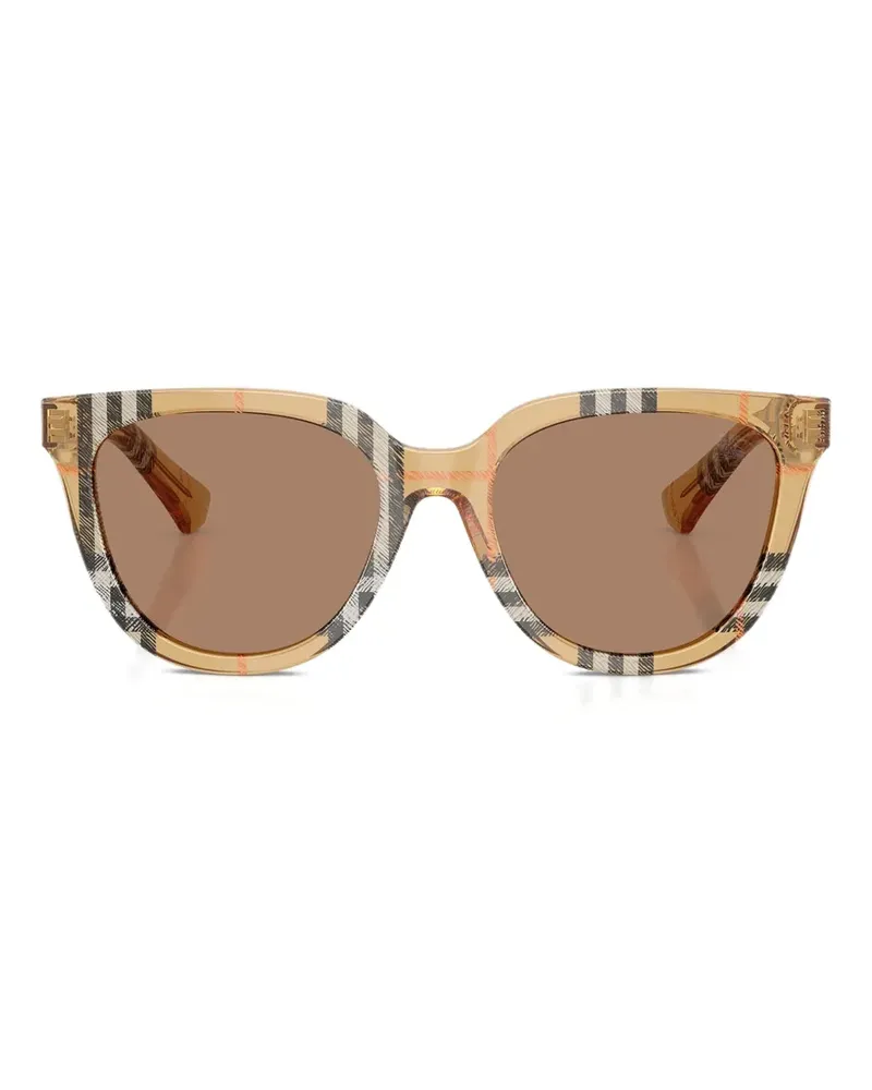 Burberry Eckige Sonnenbrille mit Check - Nude Nude