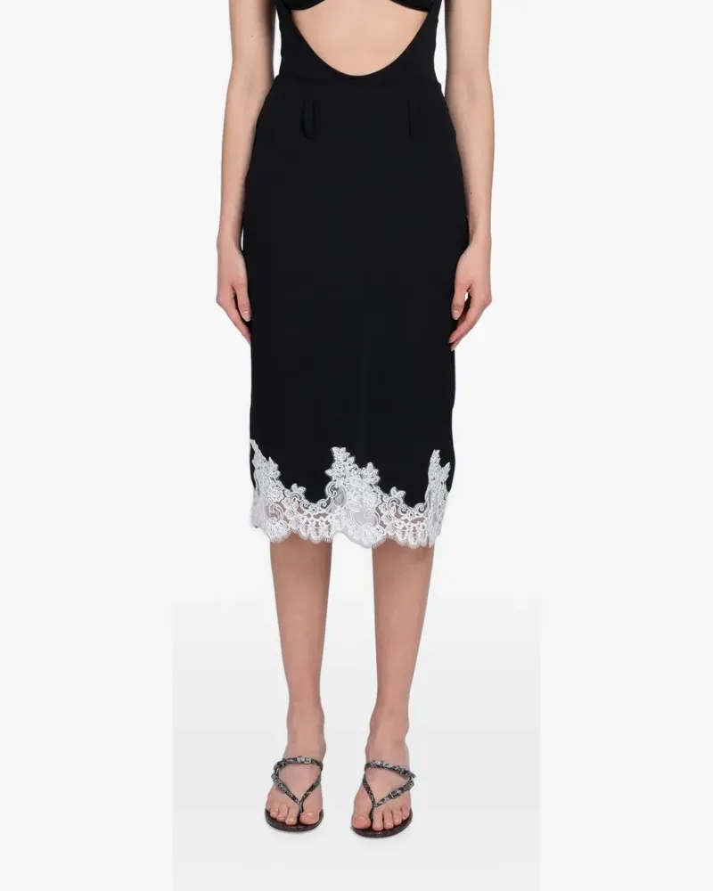 Beaufille mid Miuccia lace-trim skirt - Schwarz Schwarz