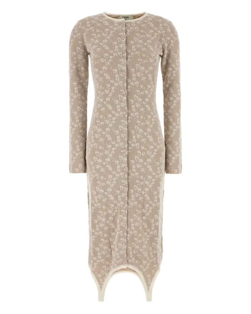 Fendi Midikleid mit Blumen-Print - Nude Nude