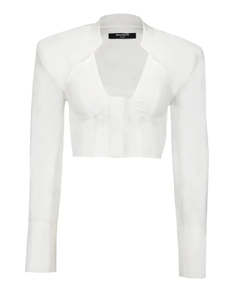 Balmain Langärmeliges Cropped-Oberteil - Weiß Weiß