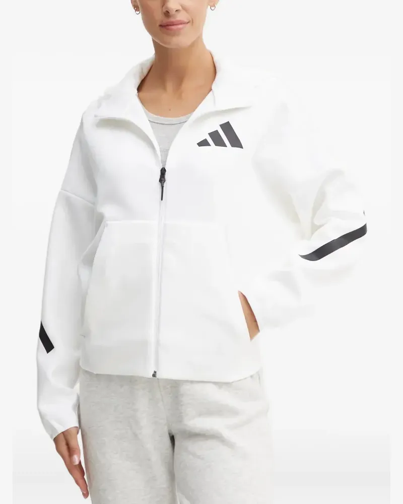 adidas logo-detail zip-up hoodie - Weiß Weiß