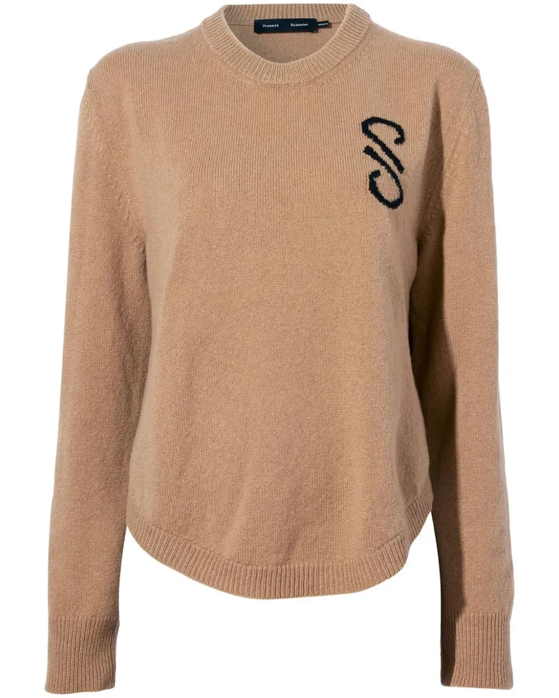 Proenza Schouler Harrison Pullover mit Monogramm-Jacquard Nude