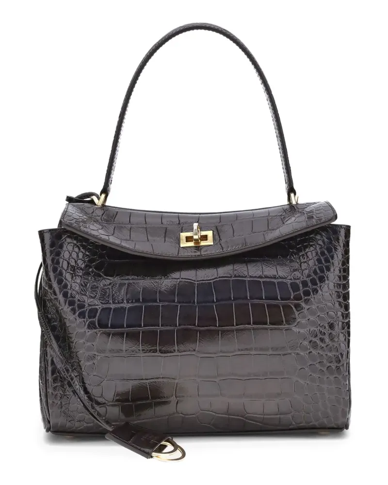 Balenciaga Mittelgroße Schultertasche mit Kroko-Effekt - Braun Braun