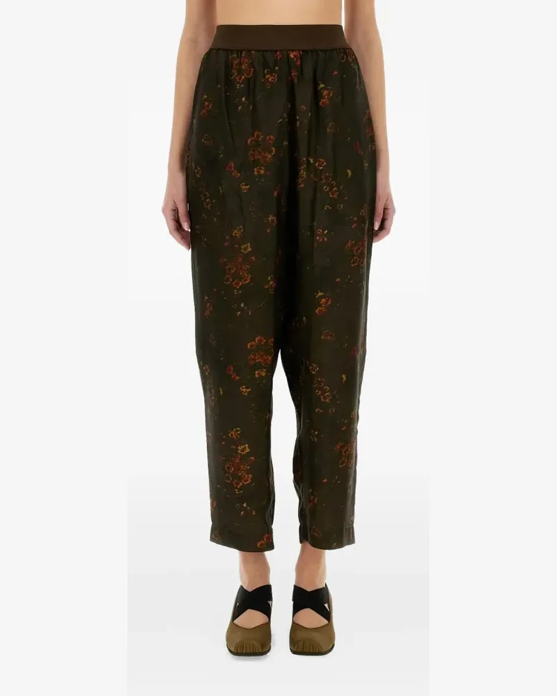Uma Wang Hose mit Blumen-Print - Grün Grün