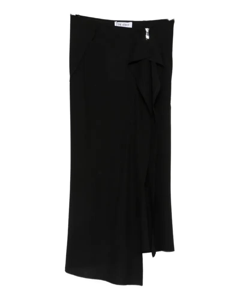ATTICO ruffled asymmetric midi skirt - Schwarz Schwarz