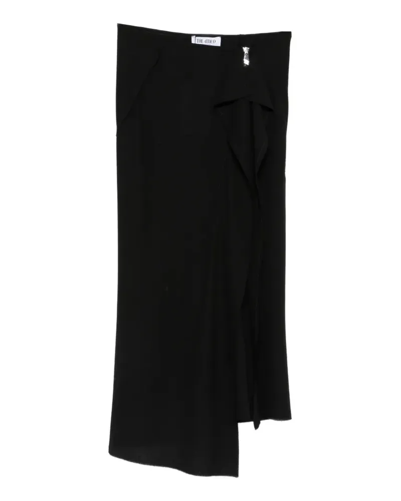 ATTICO ruffled asymmetric midi skirt - Schwarz Schwarz